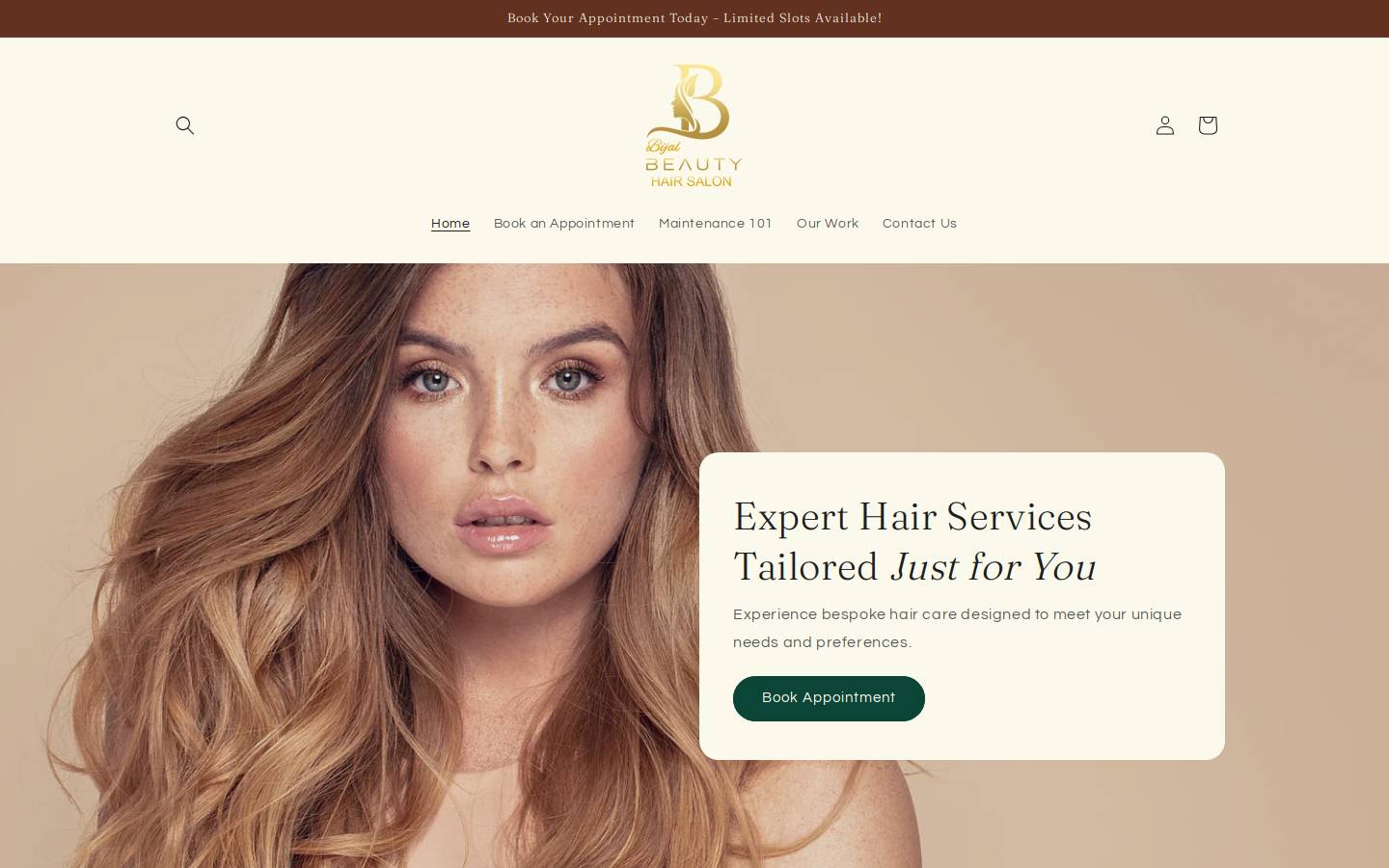 bijalbeautysalon.com homepage screenshot