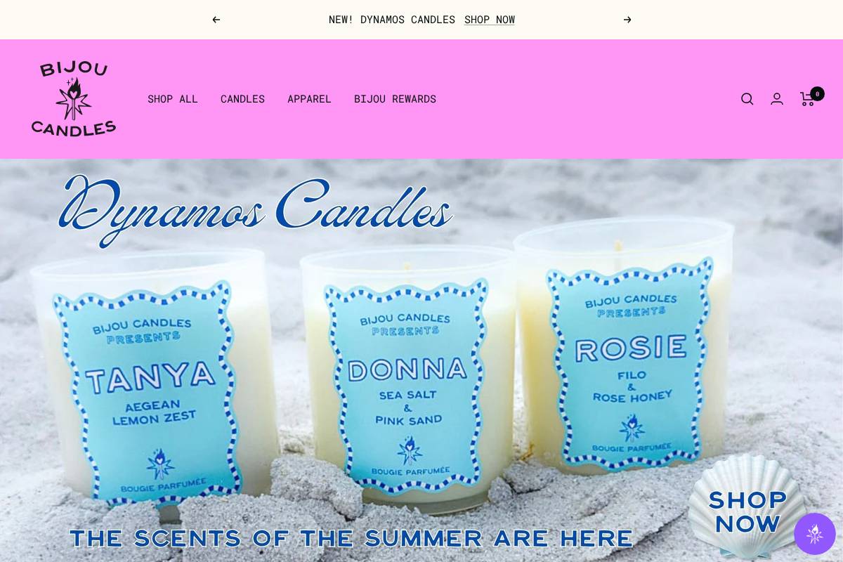 bijoucandles.com homepage screenshot
