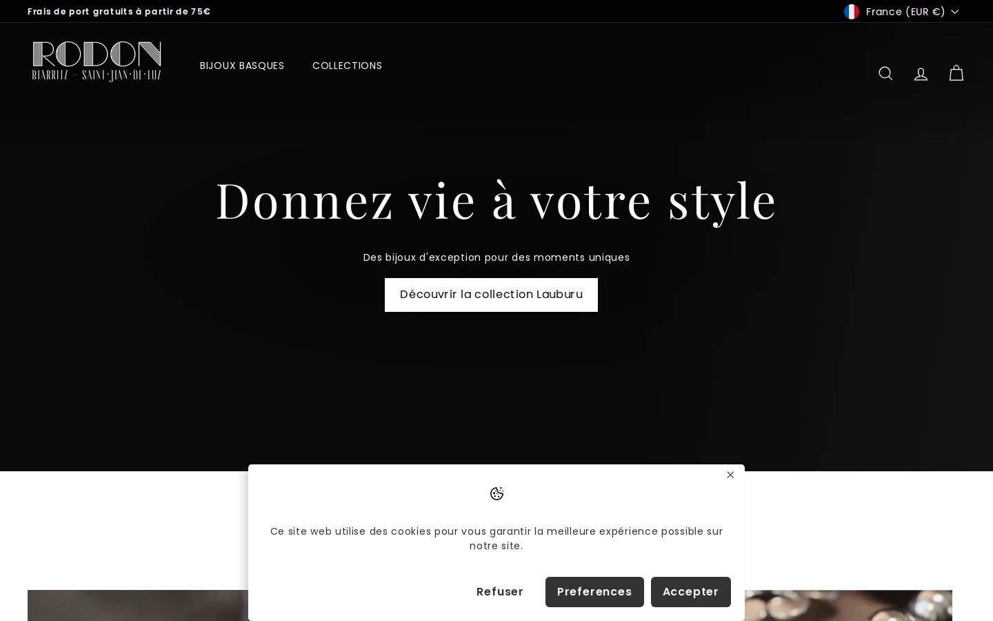 bijoux-basques-rodon.com homepage screenshot