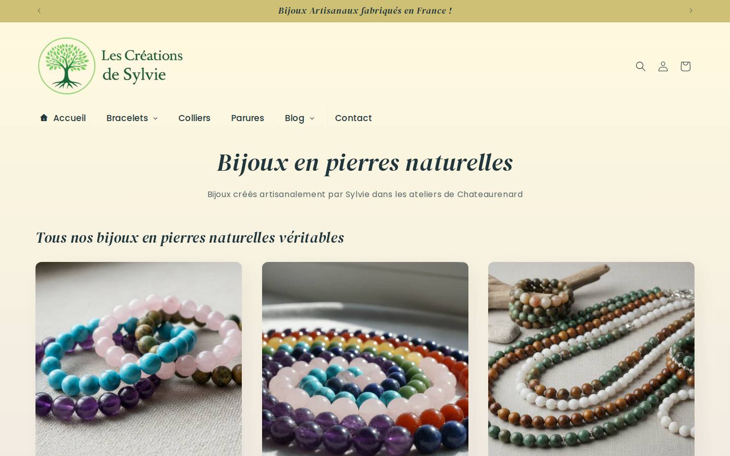 Bijoux Pierres Creations homepage screenshot