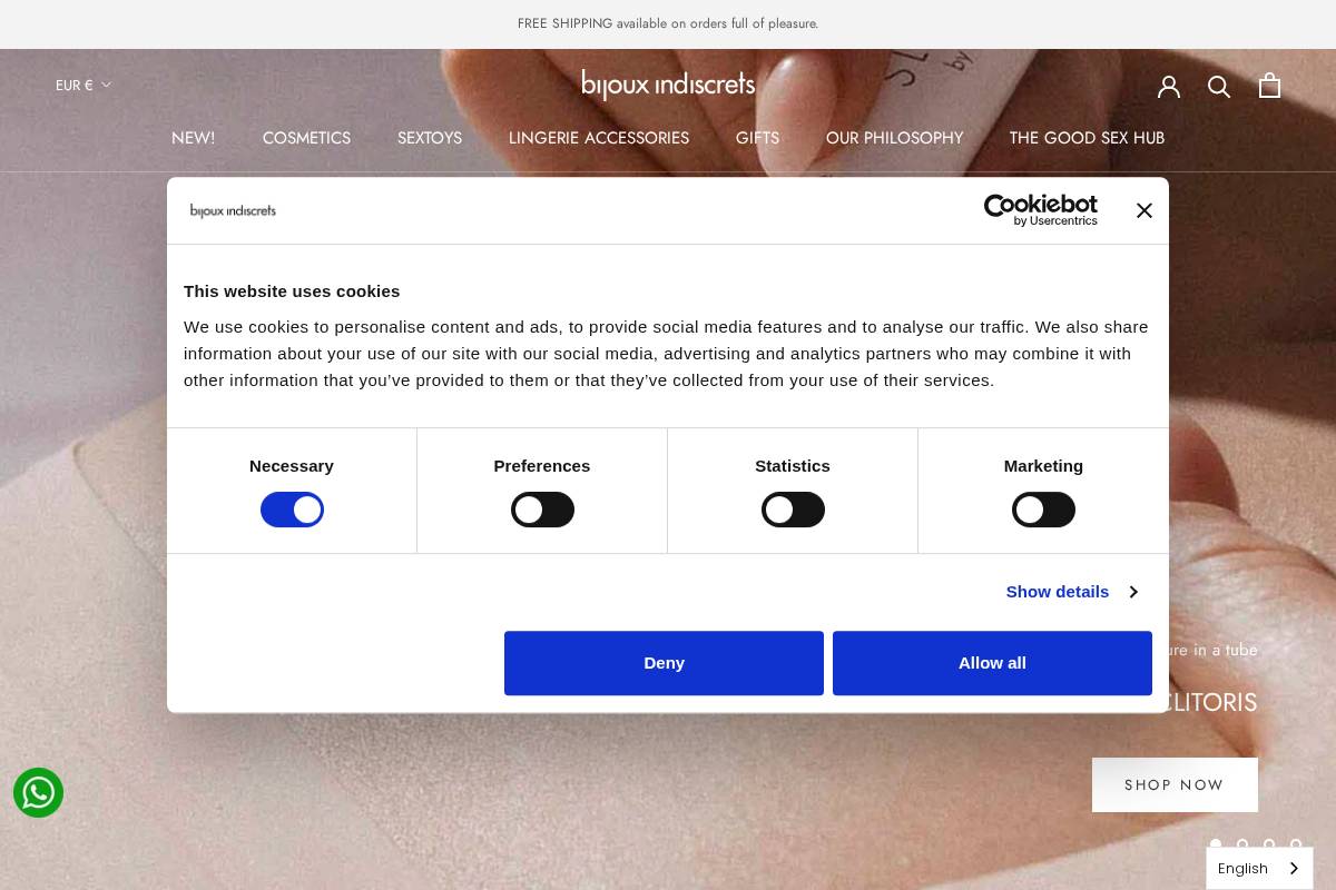 bijouxindiscrets.com homepage screenshot