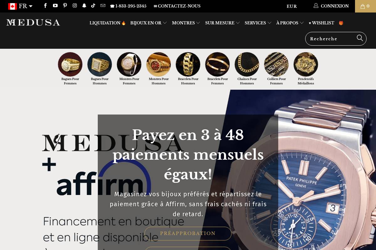 Bijoux Medusa homepage screenshot