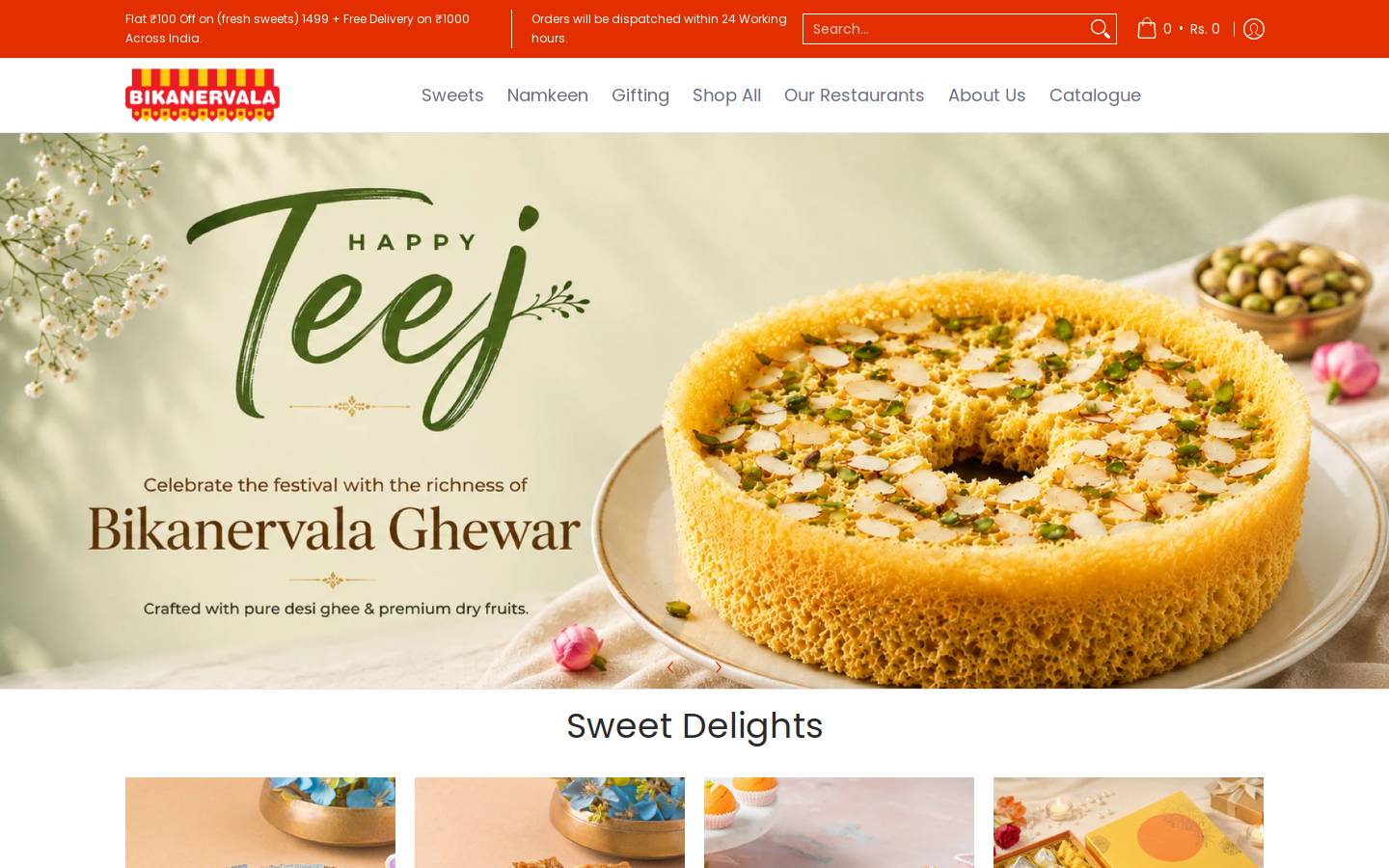 Bikanervala homepage screenshot