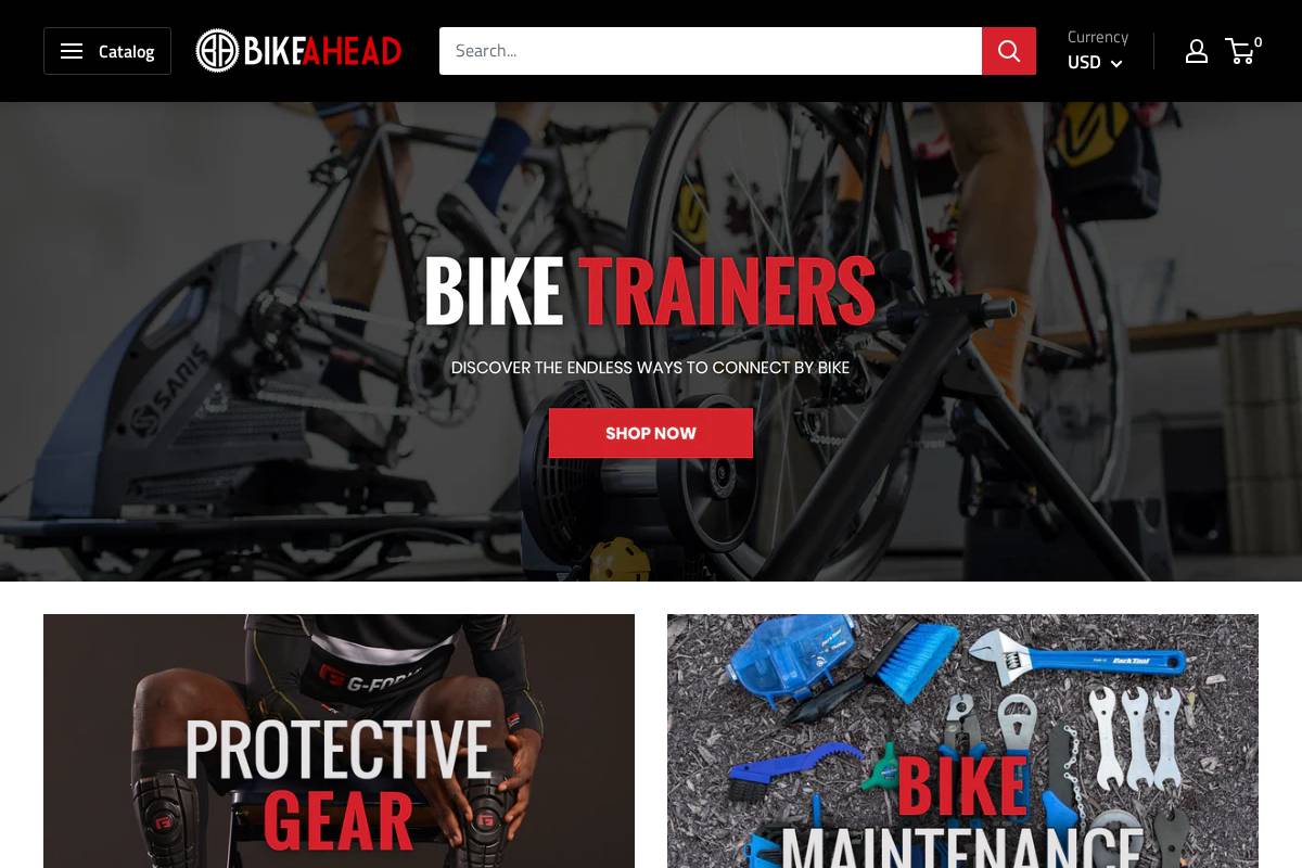 Bike Ahead - Bike Accessories homepage screenshot