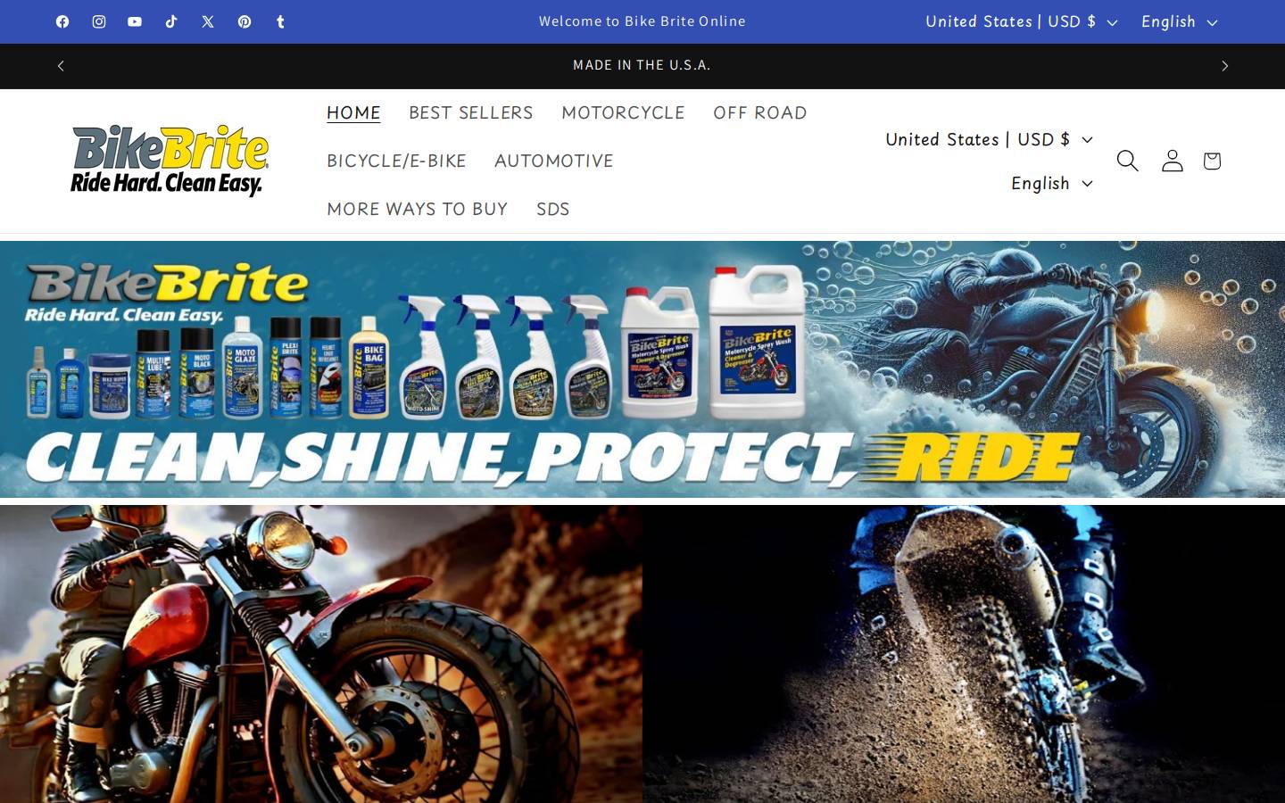 bikebrite.com homepage screenshot