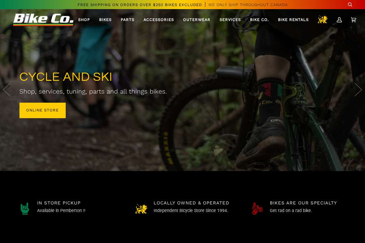 bikeco.ca homepage screenshot