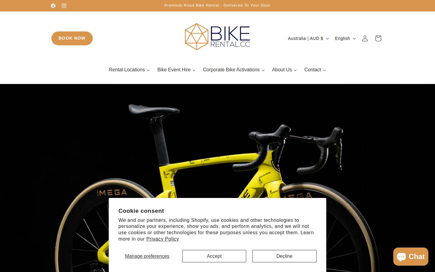 bikehire.cc homepage screenshot