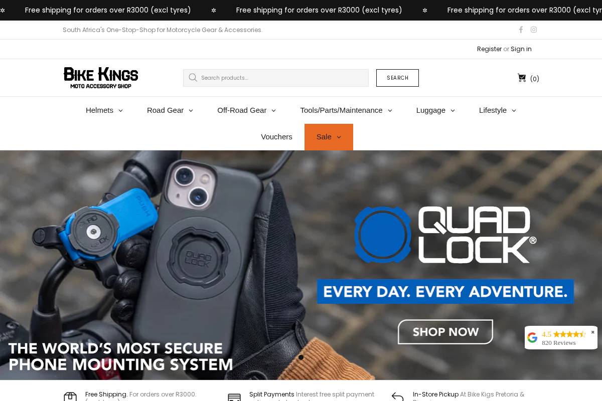 Bike Kings homepage screenshot