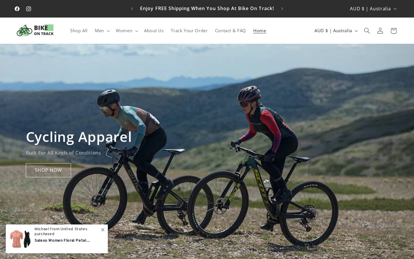 bikeontrack.com homepage screenshot