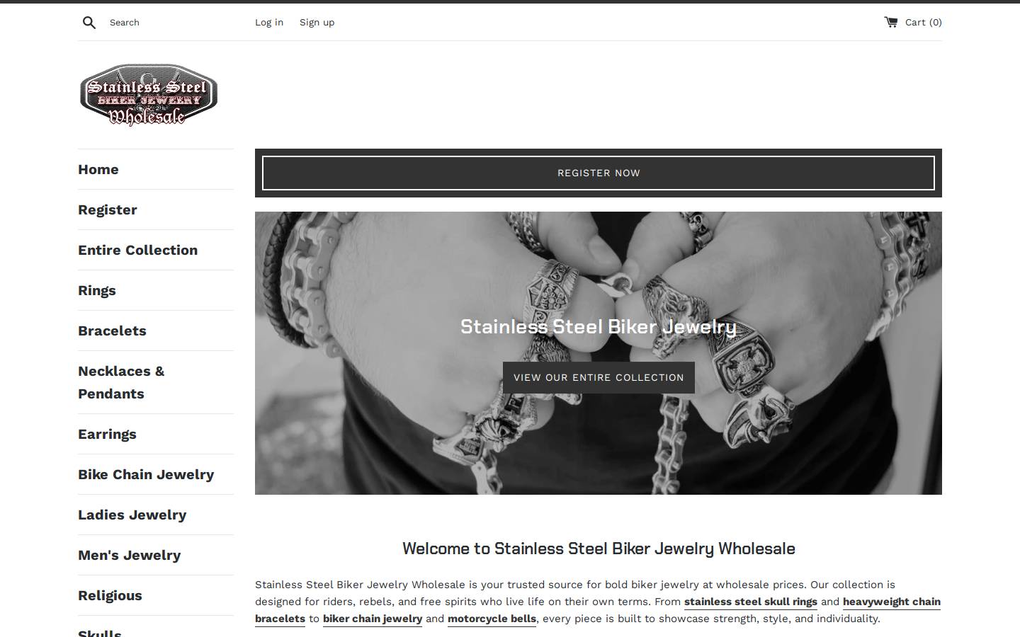 bikerjewelrywholesale.com homepage screenshot