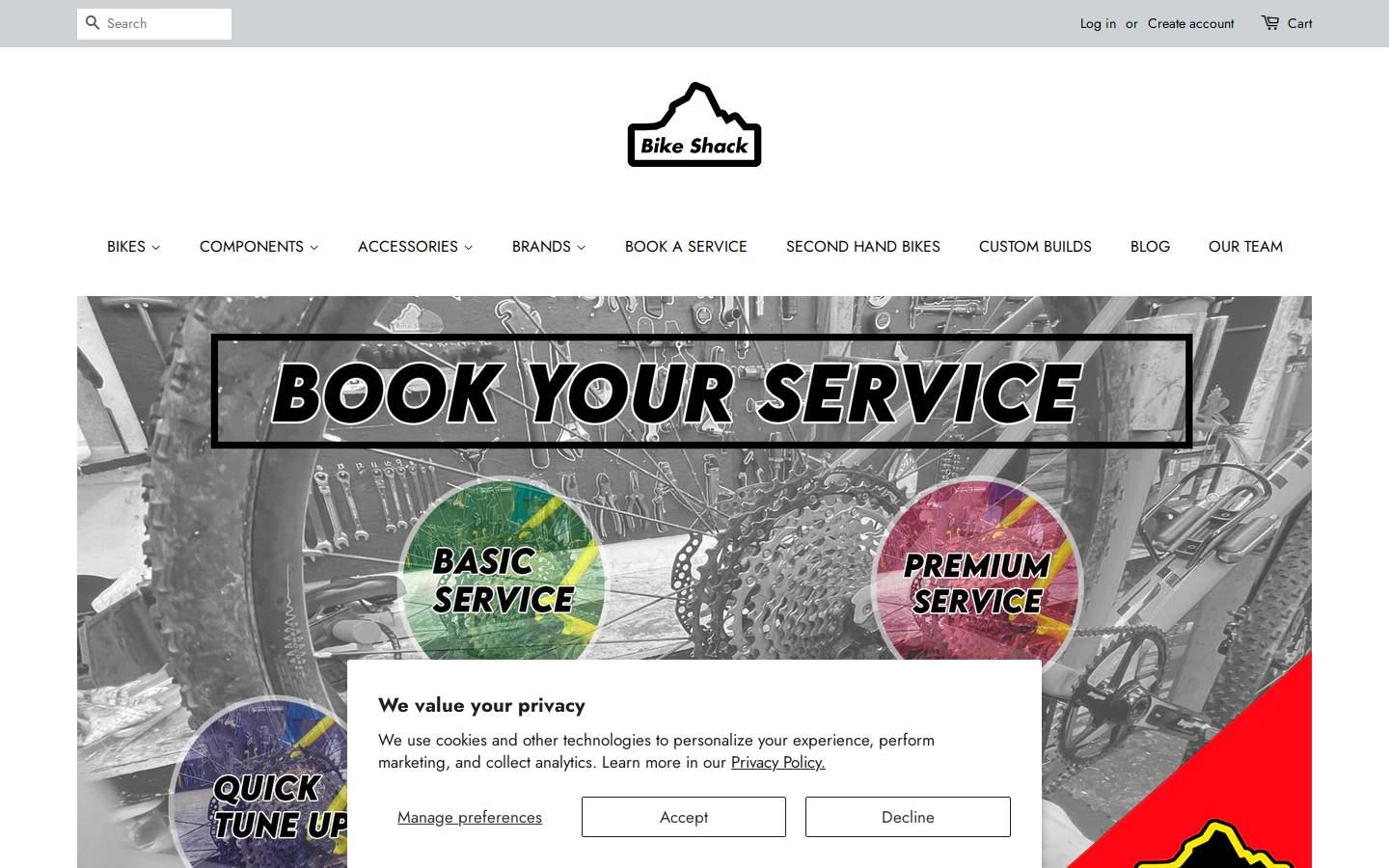 bikeshackuk.com homepage screenshot
