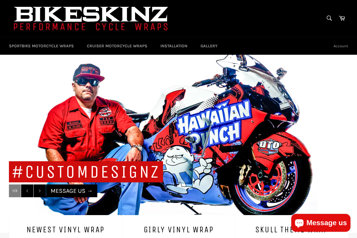 Bikeskinz homepage screenshot