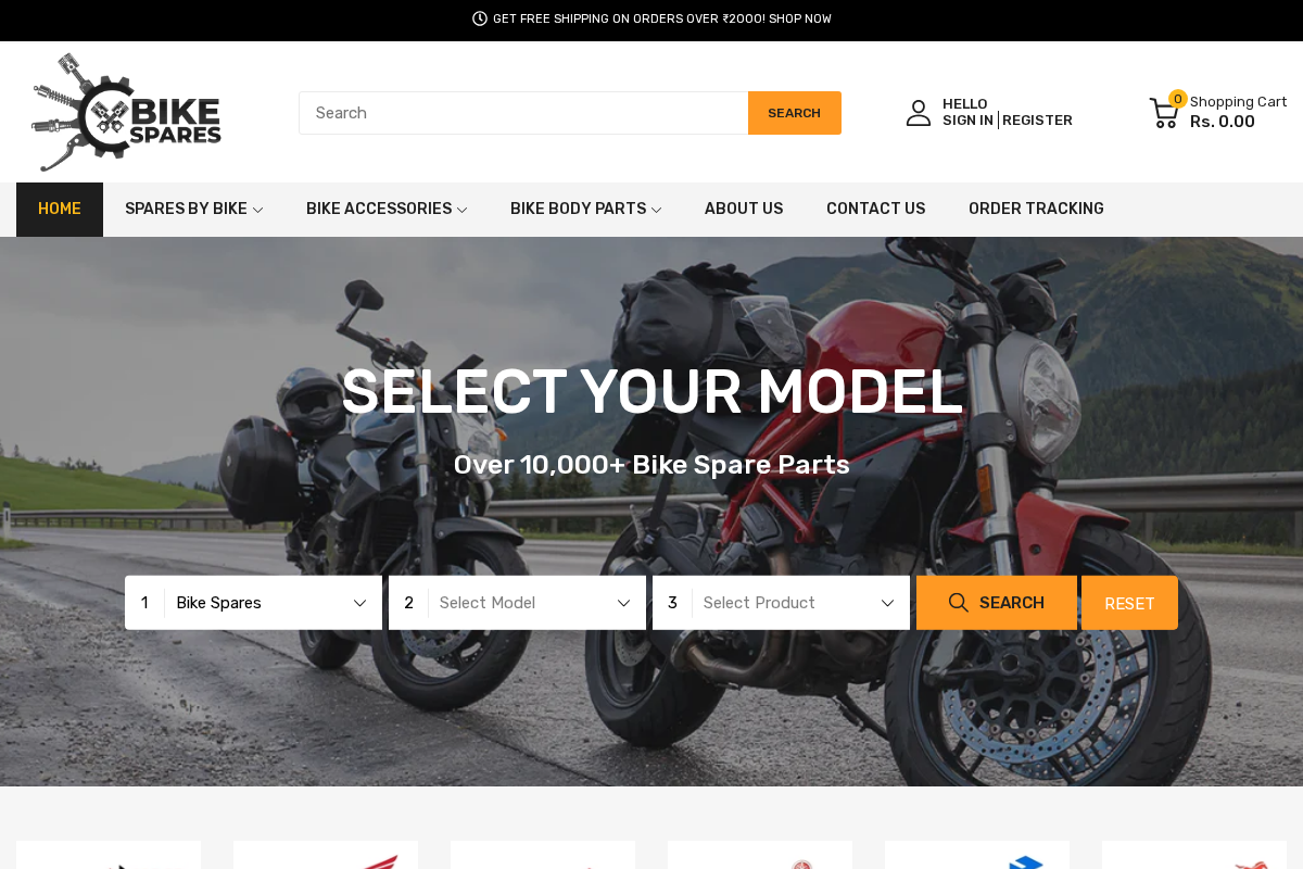 Bike Spares homepage screenshot