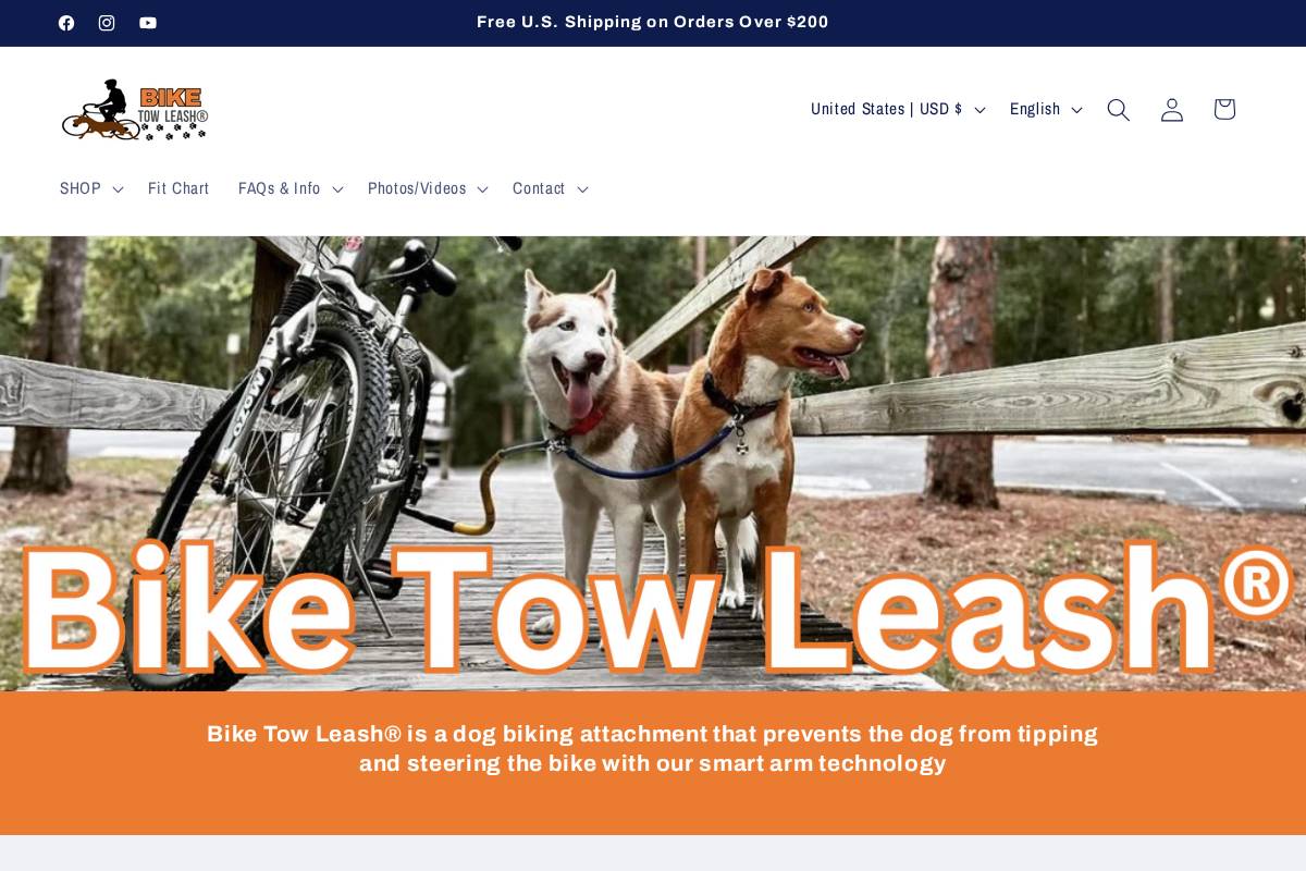 Bike Tow Leash homepage screenshot
