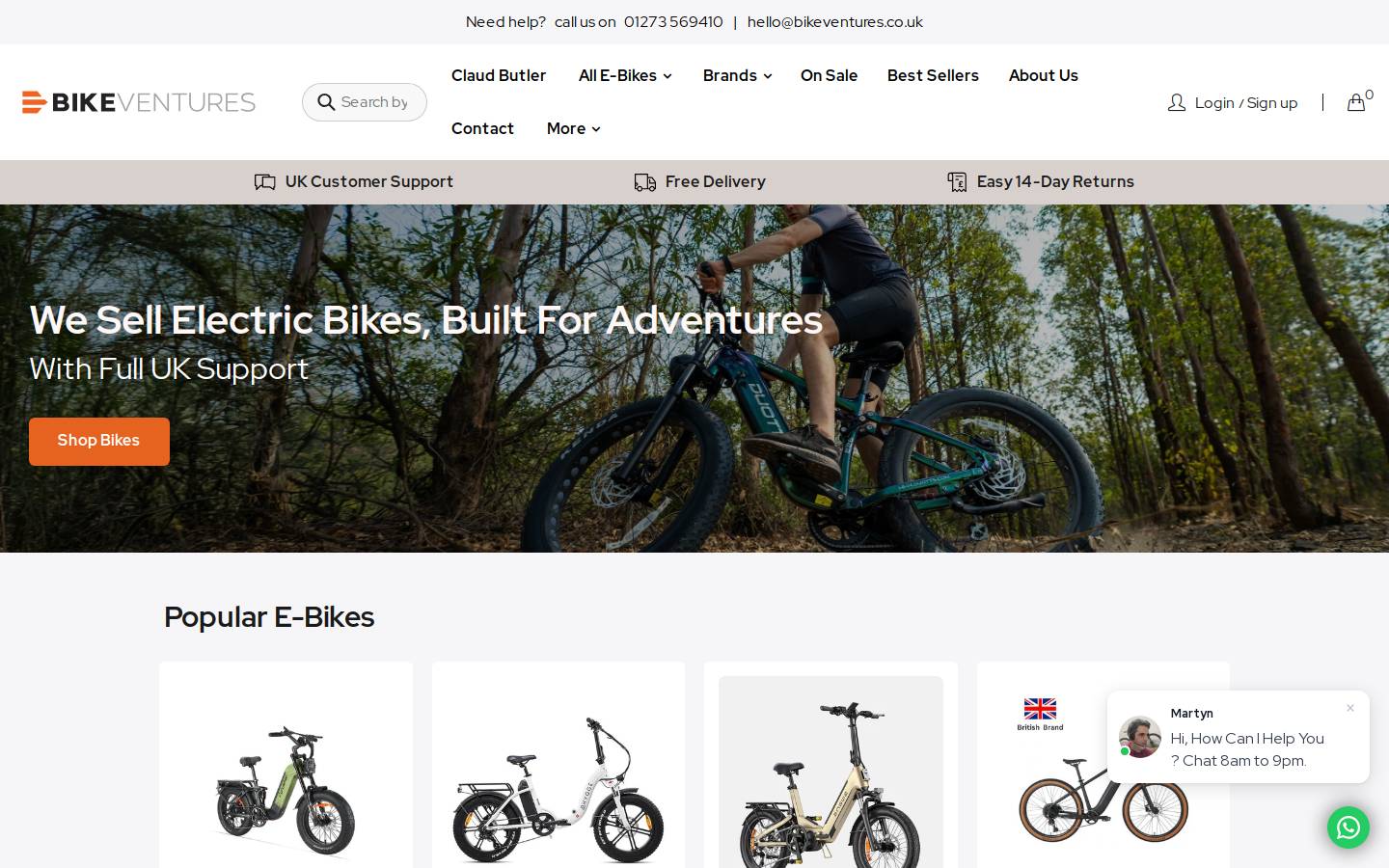 bikeventures.co.uk homepage screenshot