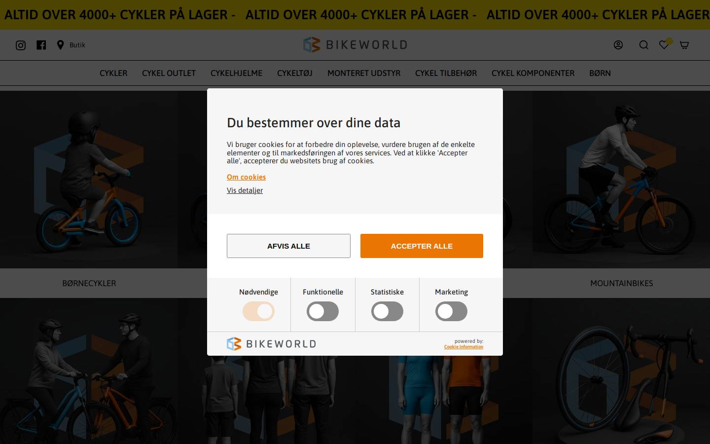 Bikeworld homepage screenshot