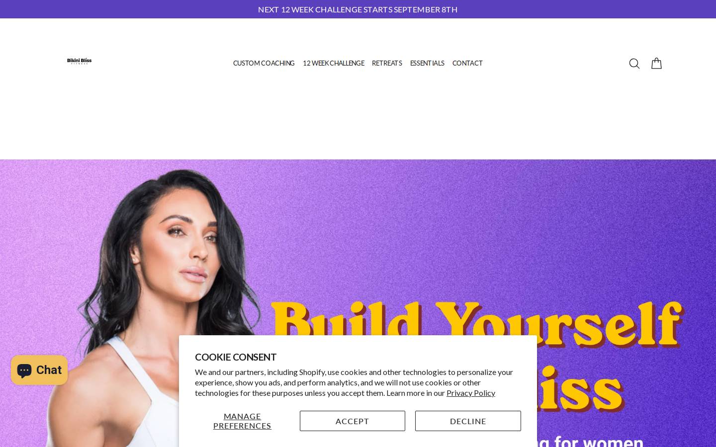 bikiniblissfitness.com homepage screenshot