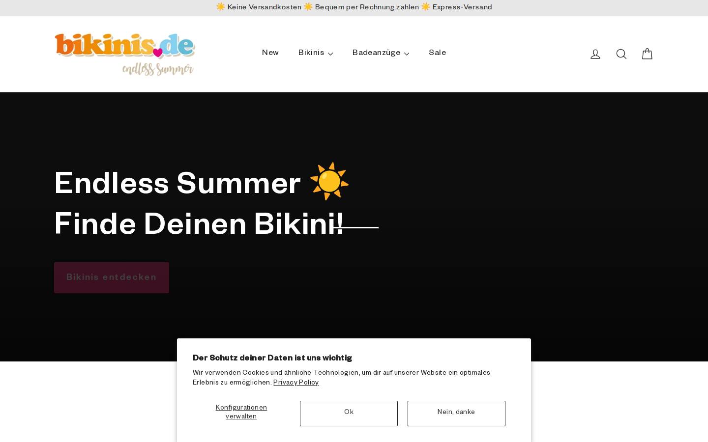 Bikinis homepage screenshot