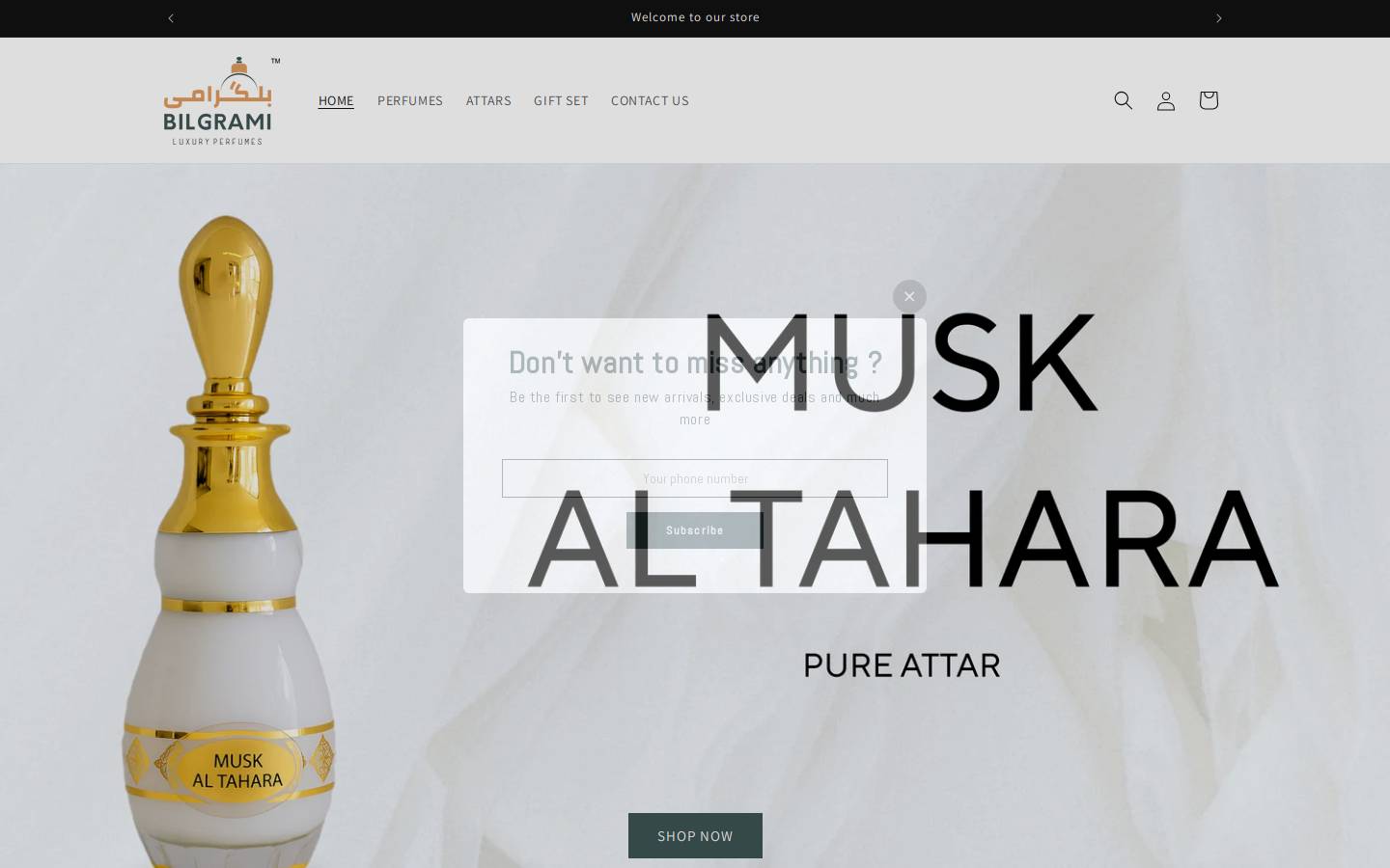 bilgramiperfumes.com homepage screenshot