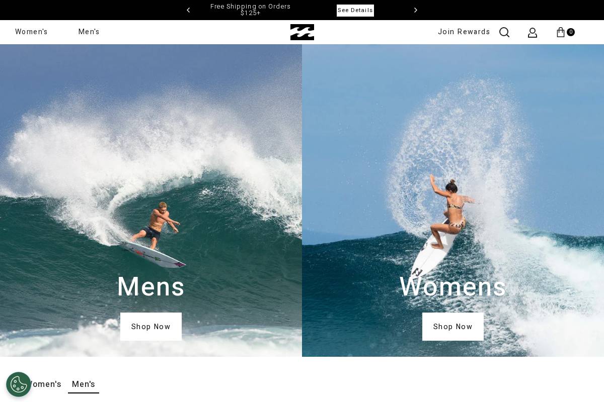 Billabong homepage screenshot