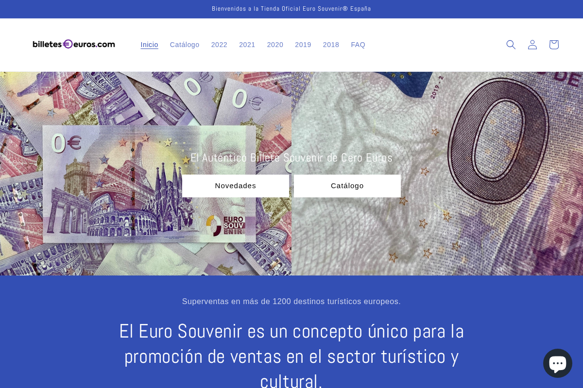 Billetes 0 Euros homepage screenshot