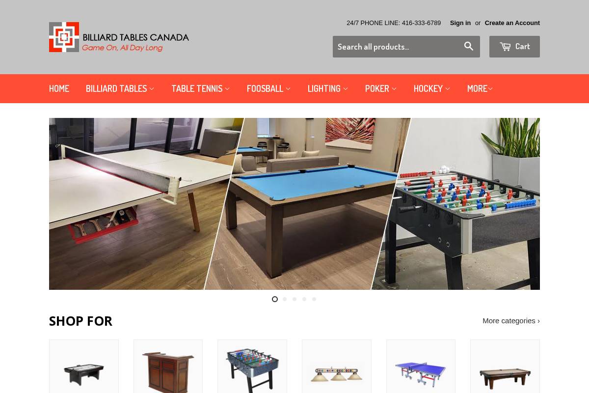billiard-tables.ca homepage screenshot