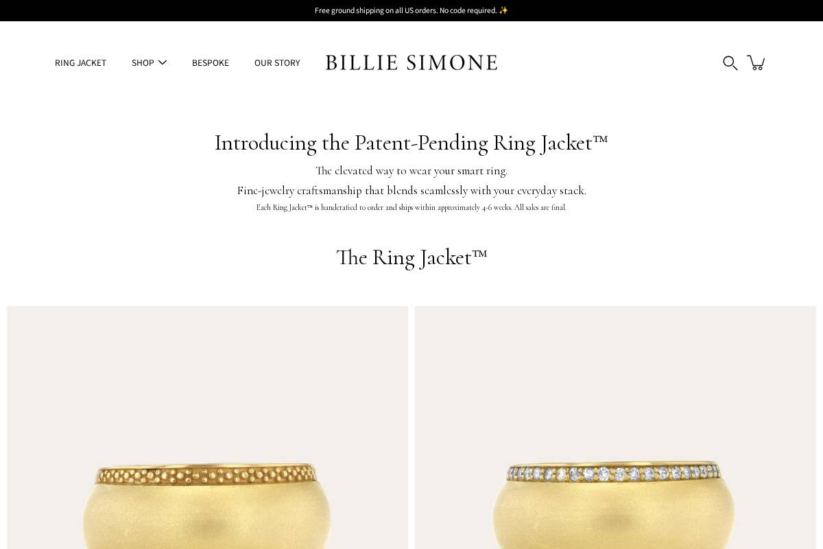 billiesimonejewelry.com homepage screenshot