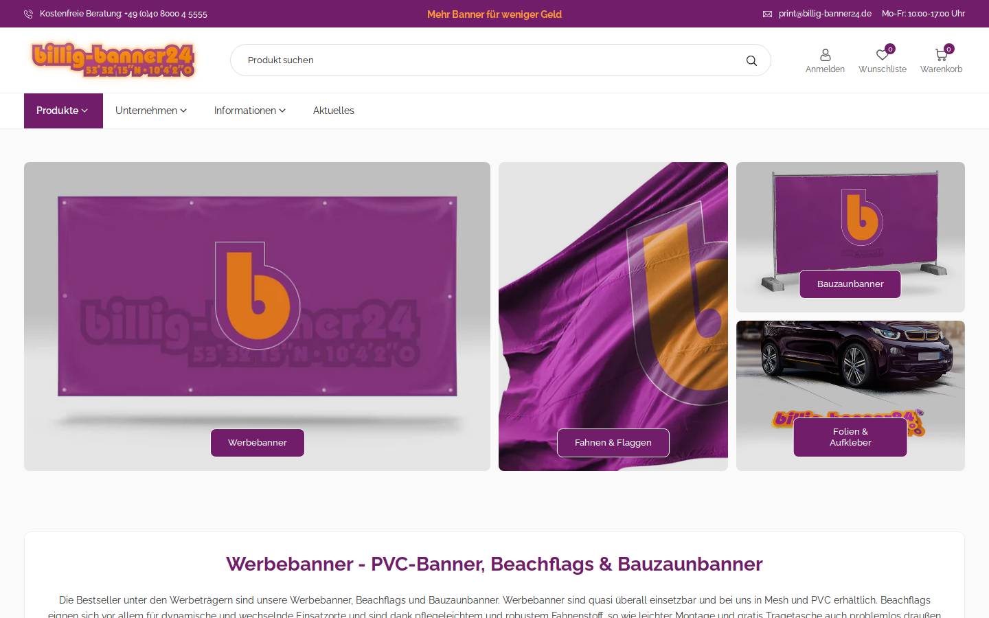 Billig Banner24 homepage screenshot