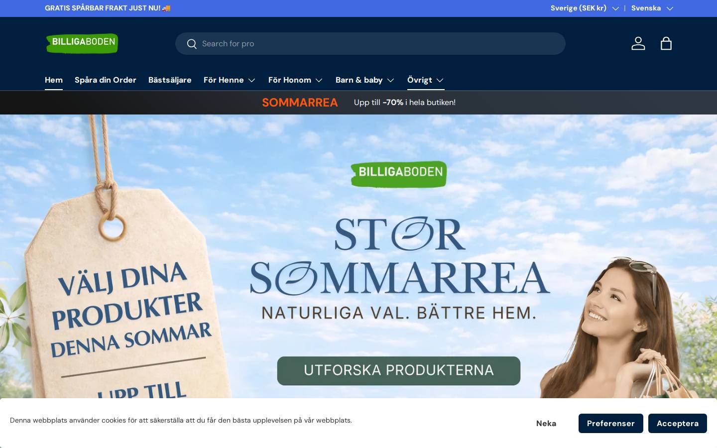 Billigaboden homepage screenshot