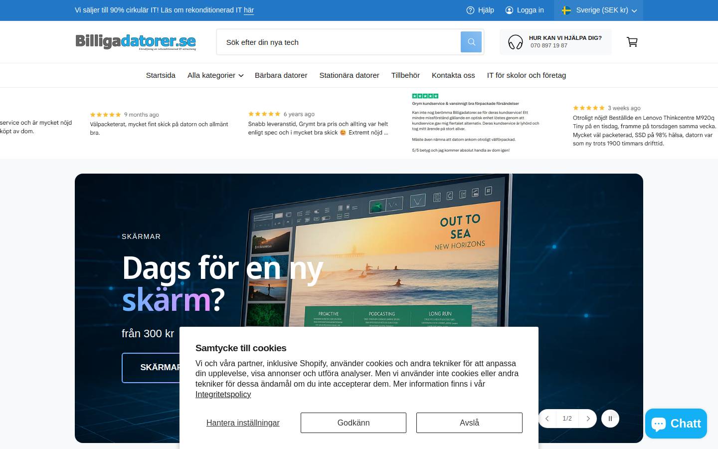 billigadatorer.se homepage screenshot
