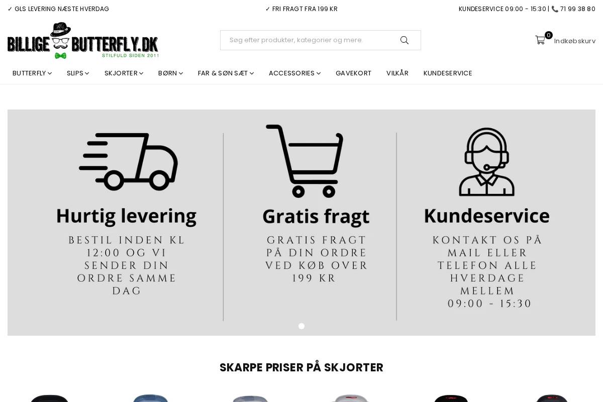 Billigebutterfly.dk homepage screenshot