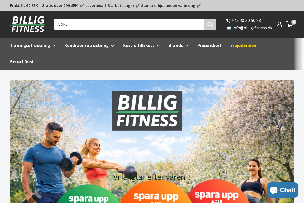 Billigfitness.se homepage screenshot