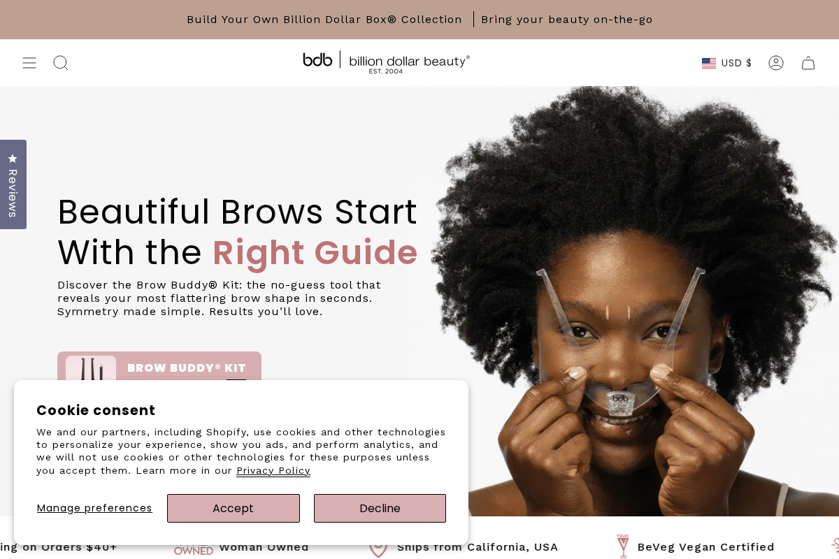 billiondollarbeauty.com homepage screenshot