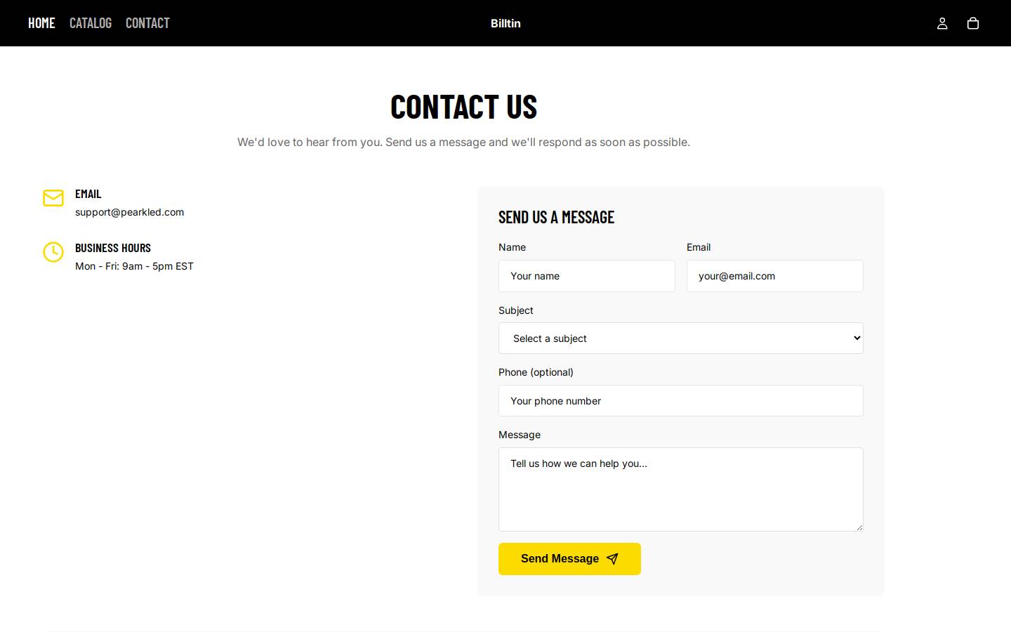 billtin.com homepage screenshot