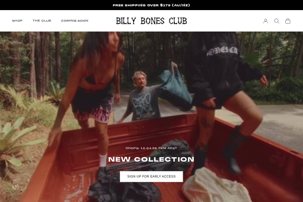 billybonesclub.com homepage screenshot