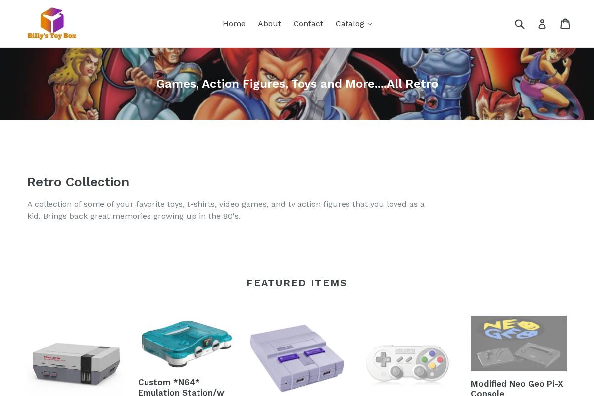 billys-toybox.com homepage screenshot