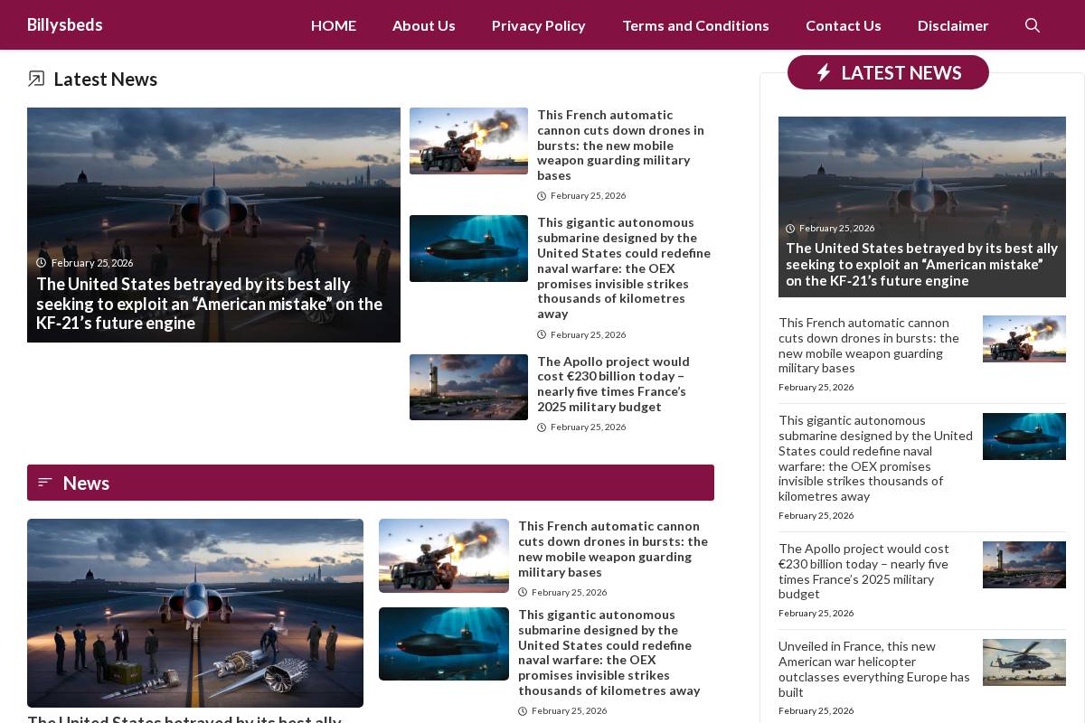 billysbeds.com.au homepage screenshot