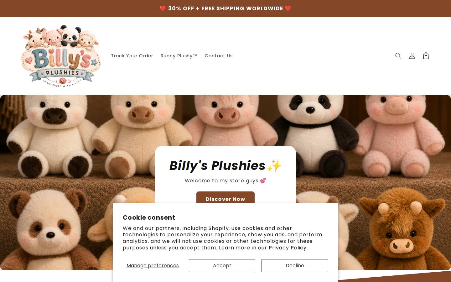 billysplushies.store homepage screenshot