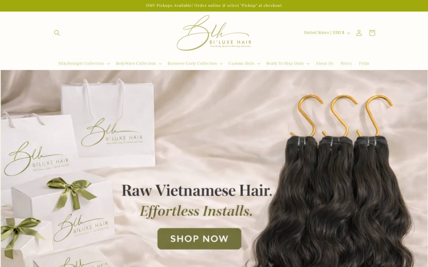 biluxehair.com homepage screenshot