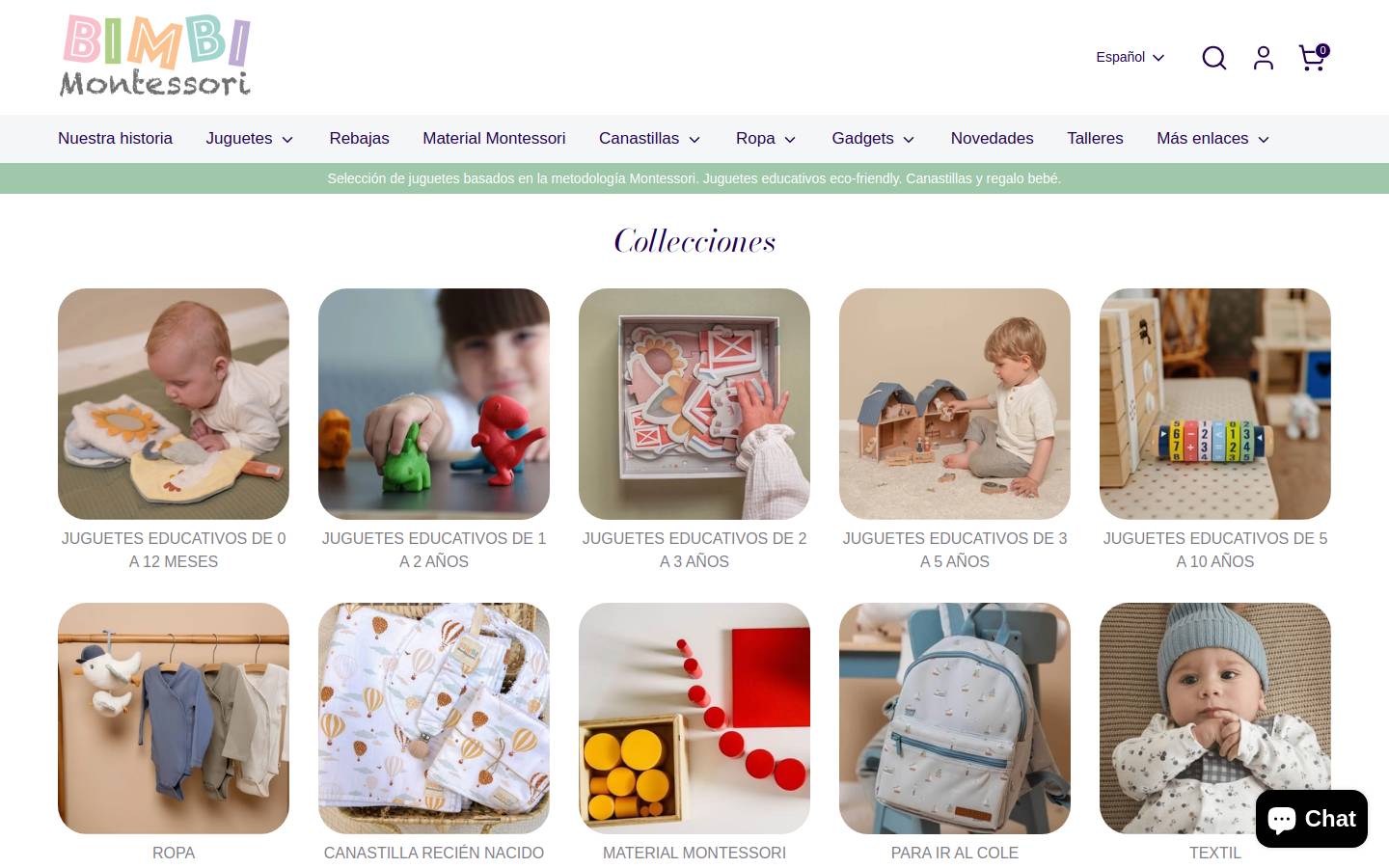 Bimbi Montessori homepage screenshot
