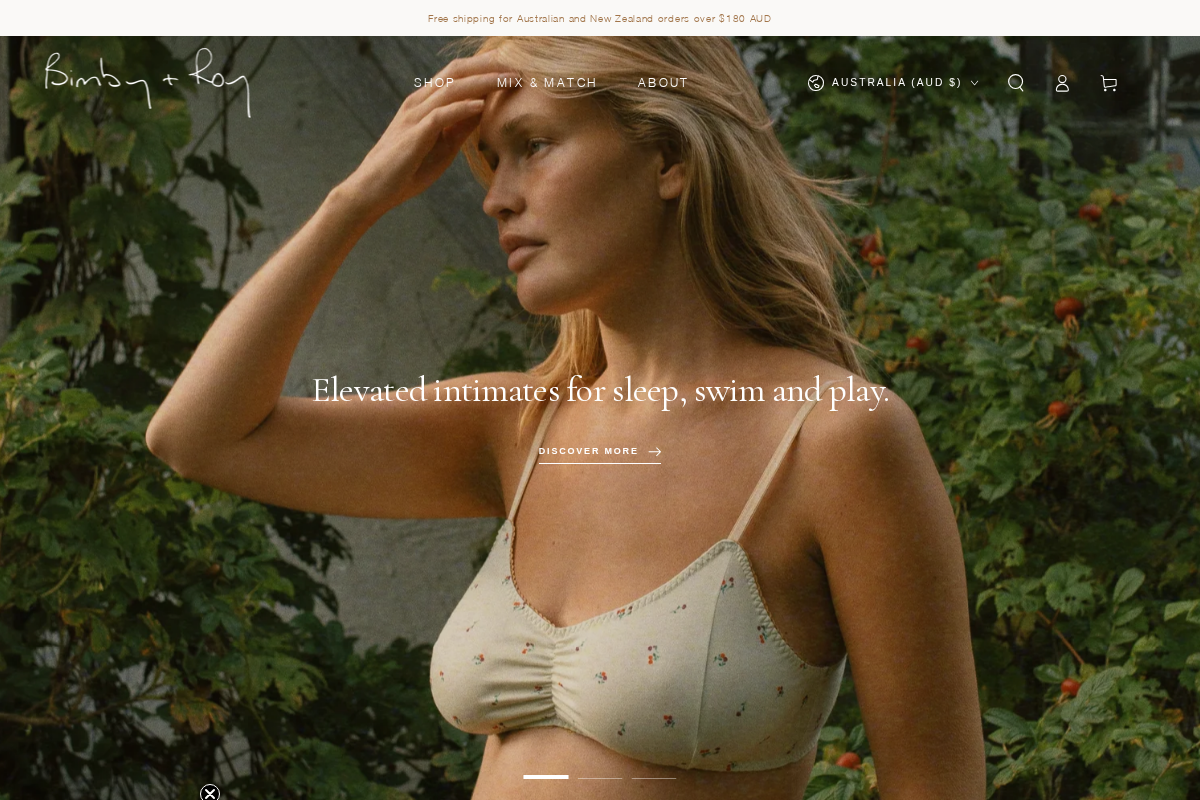 Bimby + Roy homepage screenshot