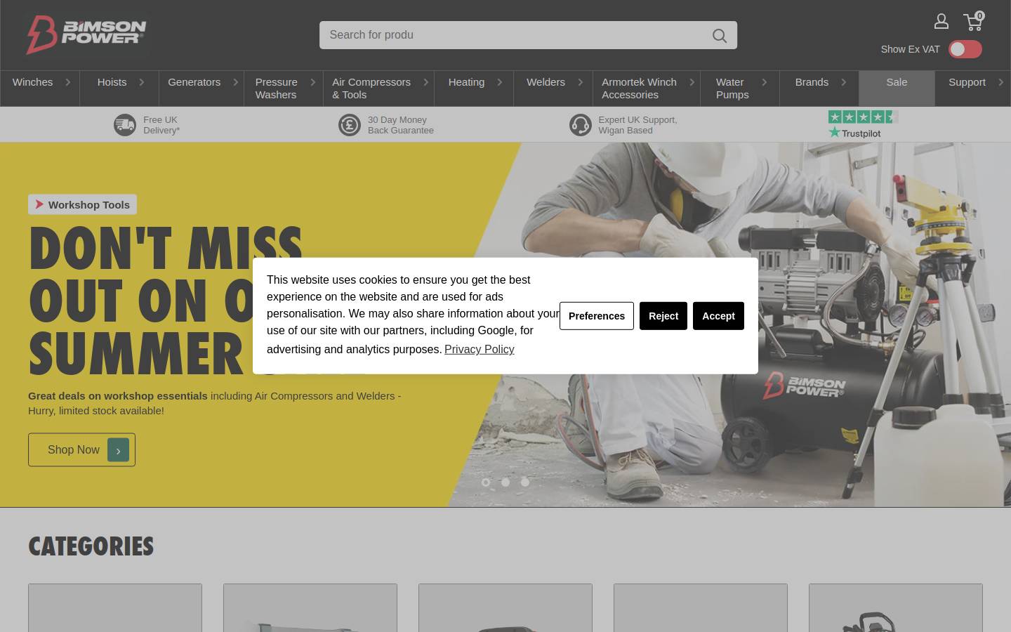 BimsonPower.com homepage screenshot