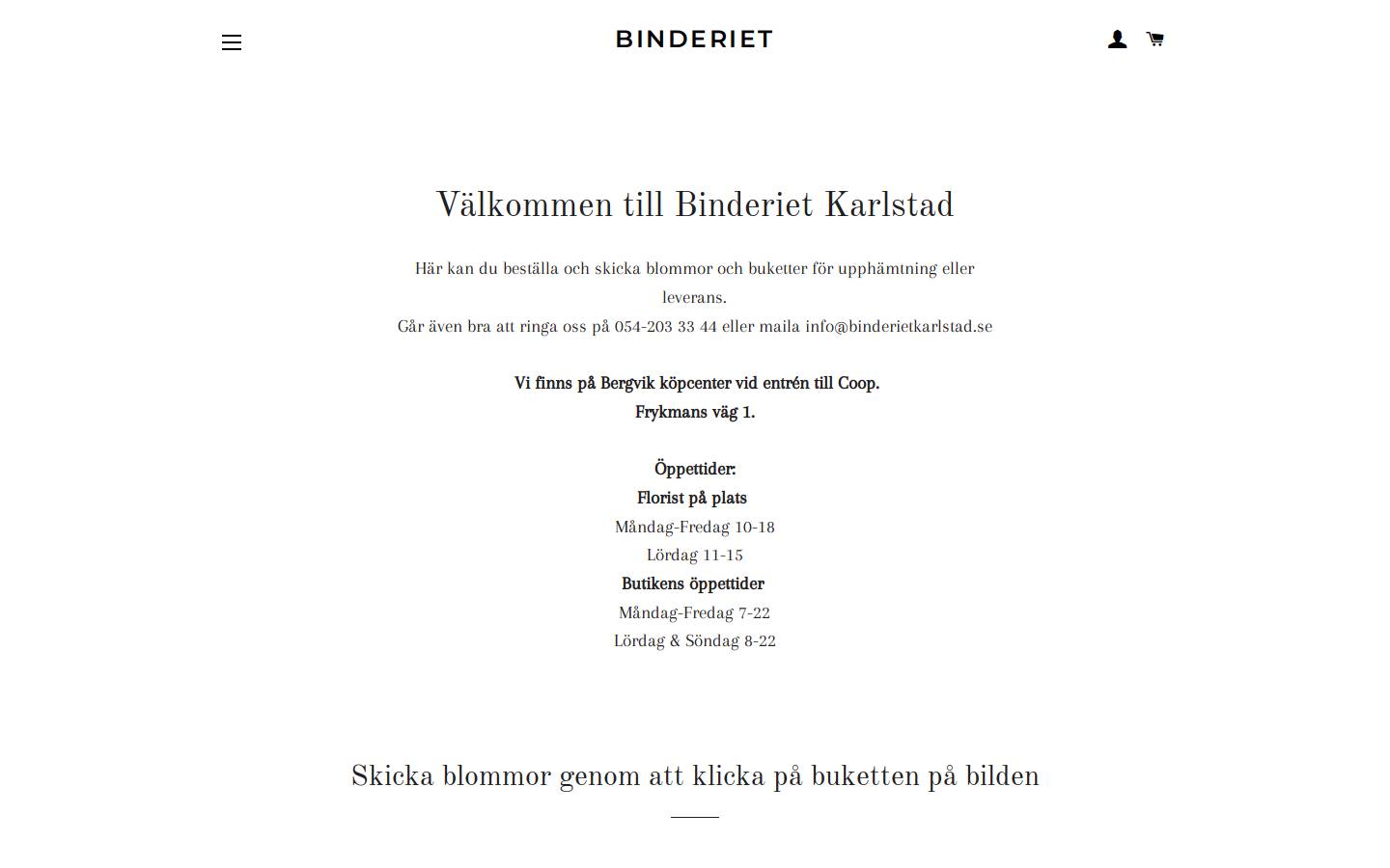 binderietkarlstad.se homepage screenshot