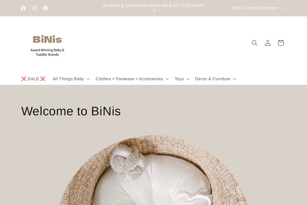 BiNibabies & Kids Wear homepage screenshot