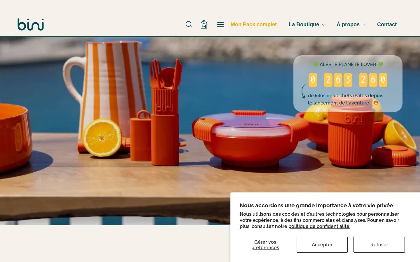 Bini homepage screenshot