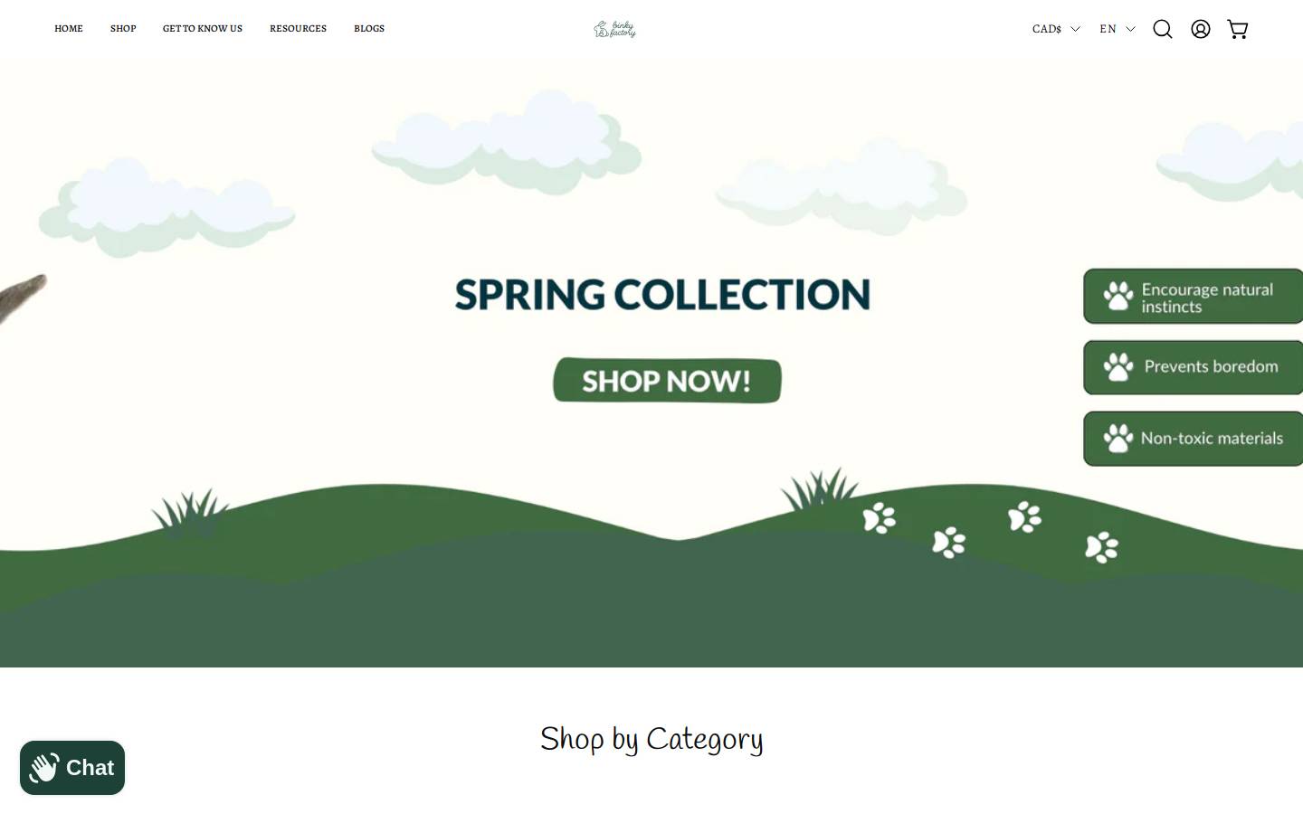 binkyfactory.com homepage screenshot