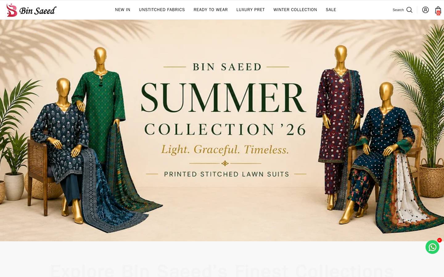 binsaeedfabric.com homepage screenshot