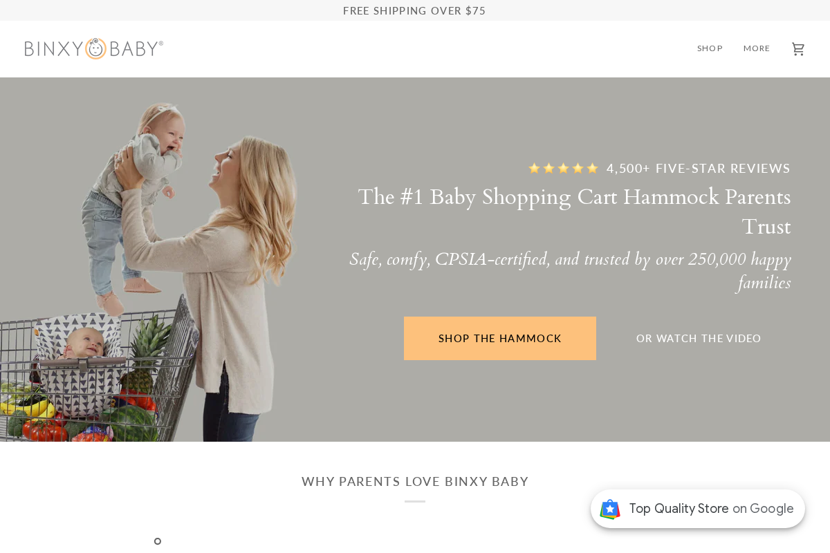 binxybaby.com homepage screenshot