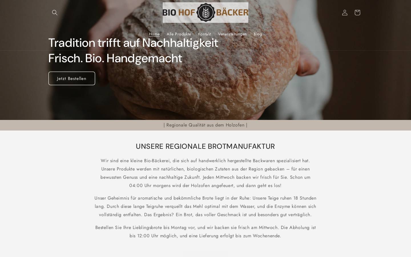 bio-hofbaecker-shop.de homepage screenshot
