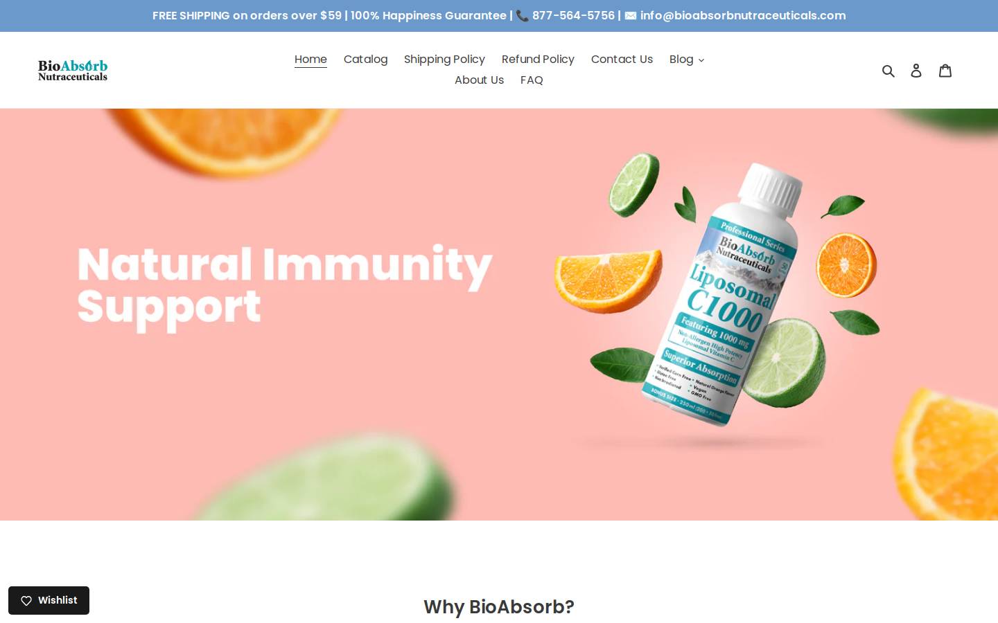 bioabsorbnutraceuticals.com homepage screenshot